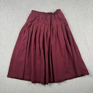 VTG Marisa Christina Skirt Womens Medium Petite Burgundy Pleated Wool Academia